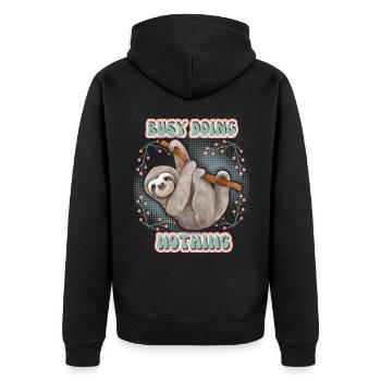 Sloth, Sloth, funny saying Doing-Nothing - Unisex Premium Organic Zip Hoodie - black - Back - Nico (187cm)