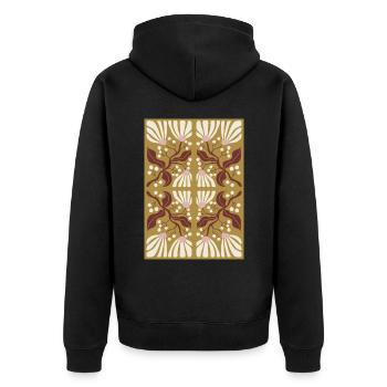 Art Nouveau, Arts & Crafts, Esthétique, Vintage-1900 - Veste à capuche bio Premium Unisexe - noir - Dos - Nico (187cm)