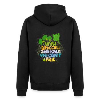 Brokkoli und Grünkohl lustiger Spruch - Unisex Premium Bio Zip Hoodie - Schwarz - Hinten - Nico (187cm)