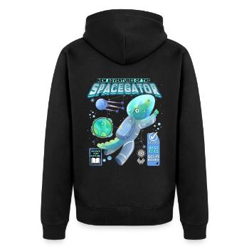 Comic-Astronaut Krokodil-Alligator im Weltall - Unisex Premium Bio Zip Hoodie - Schwarz - Hinten - Nico (187cm)