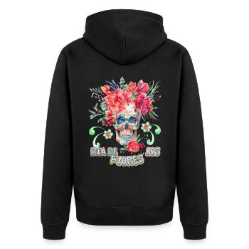 Skull Skull Dia-De-Los-Flores funny saying - Unisex Premium Organic Zip Hoodie - black - Back - Nico (187cm)