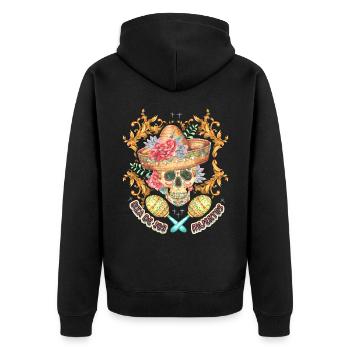 Crâne Totenkopf Sombrero-Crâne Dia-de-Los-Muertos - Veste à capuche bio Premium Unisexe - noir - Dos - Nico (187cm)