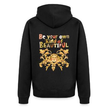 Schöner Spruch, Putto, Engelchen, Engel-Aquarell - Unisex Premium Bio Zip Hoodie - Schwarz - Hinten - Nico (187cm)