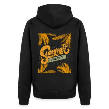 Summer, summer, summer party with palm tree saying - Unisex Premium Organic Zip Hoodie - black - Back - Nico (187cm)