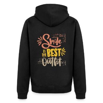 Smile-Lächeln, Motivation, Typografie Spruch - Unisex Premium Bio Zip Hoodie - Schwarz - Hinten - Nico (187cm)