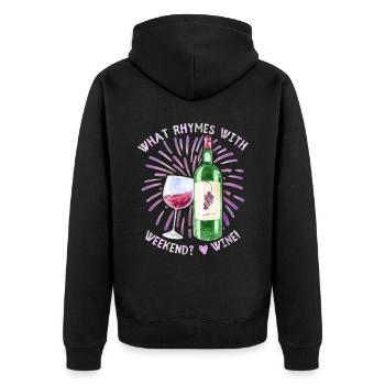 Wine, red wine, funny saying for wine drinkers - Unisex Premium Organic Zip Hoodie - black - Back - Nico (187cm)