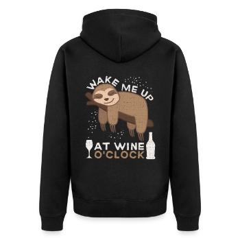 Sloth, funny wine saying, wine drinker Sloth - Unisex Premium Organic Zip Hoodie - black - Back - Nico (187cm)