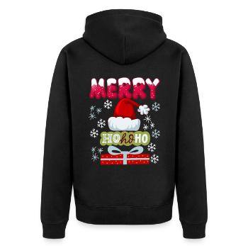 Père Noël, casquette, HoHoHo et cadeaux - Veste à capuche bio Premium Unisexe - noir - Dos - Nico (187cm)
