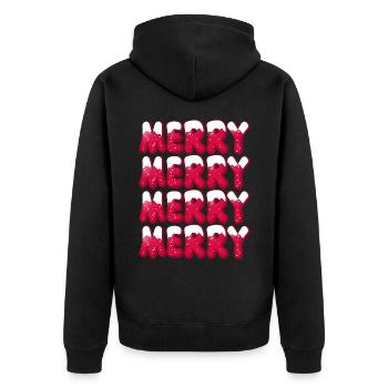 Noël Merry-Christmas Typographie Merry Merry - Veste à capuche bio Premium Unisexe - noir - Dos - Nico (187cm)