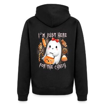Halloween lustiger Kawaii-Geist, Spruch - Unisex Premium Bio Zip Hoodie - Schwarz - Hinten - Nico (187cm)