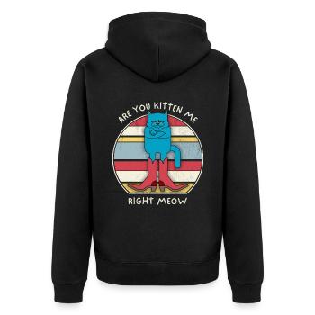 Lustiger Katzen-Spruch, Katze, Kater Stiefel, Pun - Unisex Premium Bio Zip Hoodie - Schwarz - Hinten - Nico (187cm)