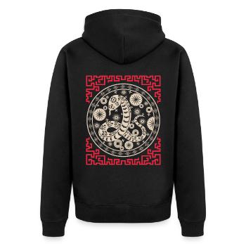 Chinese Horoscope China Year of the Serpent - Unisex Premium Organic Zip Hoodie - black - Back - Nico (187cm)