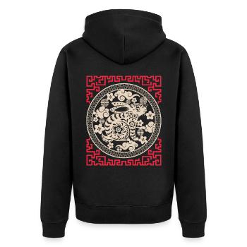Horoscope chinois Chine Année du Lapin - Veste à capuche bio Premium Unisexe - noir - Dos - Nico (187cm)
