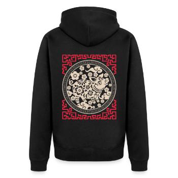 Horoscope chinois Chine Année du Cochon - Veste à capuche bio Premium Unisexe - noir - Dos - Nico (187cm)