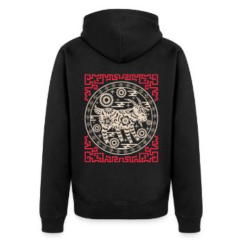Chinese Horoscope China Year of the Goat - Unisex Premium Organic Zip Hoodie - black - Back - Nico (187cm)
