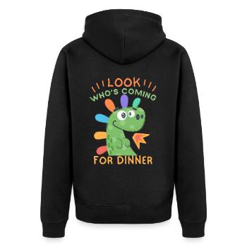 Drôle d’invitation dinosaure à dîner - Veste à capuche bio Premium Unisexe - noir - Dos - Nico (187cm)