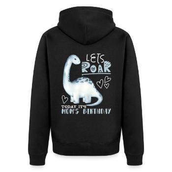 Dinosaur Mama-Mother, Happy Birthday - Unisex Premium Organic Zip Hoodie - black - Back - Nico (187cm)