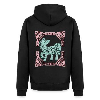 Year of the Horse, Chinese Horoscope China - Unisex Premium Organic Zip Hoodie - black - Back - Nico (187cm)