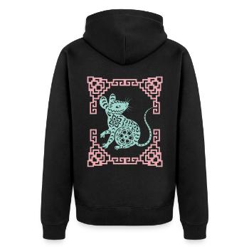 Year of the Rat, Chinese Horoscope China - Unisex Premium Organic Zip Hoodie - black - Back - Nico (187cm)