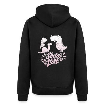 Dinosaurier Valentinstag lustiger Spruch - Unisex Premium Bio Zip Hoodie - Schwarz - Hinten - Nico (187cm)
