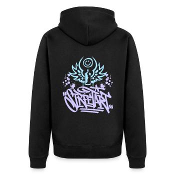 Streetart, Urban-Graffiti, Graffiti-Grunge - Unisex Premium Bio Zip Hoodie - Schwarz - Hinten - Nico (187cm)