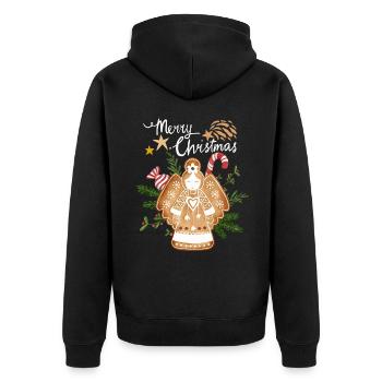 Weihnachten Lebkuchen-Engel, Weihnachtsengel - Unisex Premium Bio Zip Hoodie - Schwarz - Hinten - Nico (187cm)