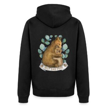 Dad-Daddy Papa-Daddy Saying with Papa-Bear Best-Dad - Unisex Premium Organic Zip Hoodie - black - Back - Nico (187cm)