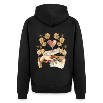 Gothic Skull Gothic-Valentine, Valentine's Day - Unisex Premium Organic Zip Hoodie - black - Back - Nico (187cm)