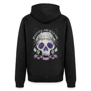 Crâne Couronne de laurier romantique - Veste à capuche bio Premium Unisexe - noir - Dos - Nico (187cm)