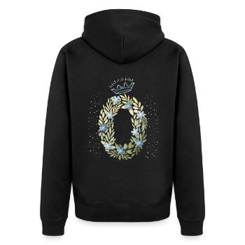 Monogramm Buchstabe O mit Krone, florales Ornament - Unisex Premium Bio Zip Hoodie - Schwarz - Hinten - Nico (187cm)