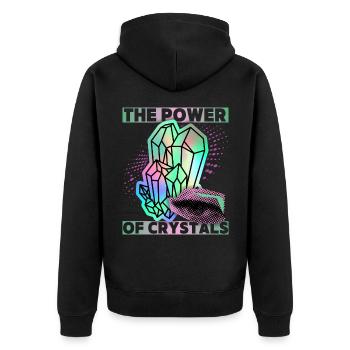 Kristalle, Magische Kristalle Spruch Crystal-Power - Unisex Premium Bio Zip Hoodie - Schwarz - Hinten - Nico (187cm)