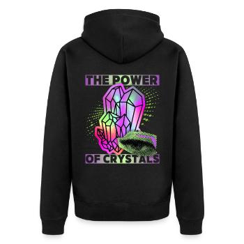 Kristalle, Magische Kristalle Spruch Crystal-Power - Unisex Premium Bio Zip Hoodie - Schwarz - Hinten - Nico (187cm)