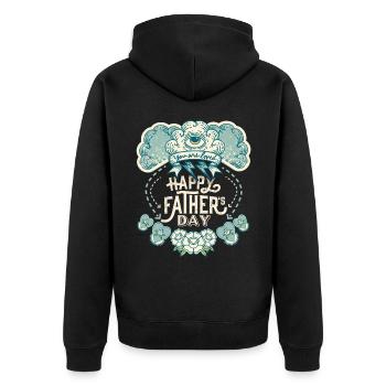 Vatertag, Mystik und Magie, allsehendes Auge - Unisex Premium Bio Zip Hoodie - Schwarz - Hinten - Nico (187cm)