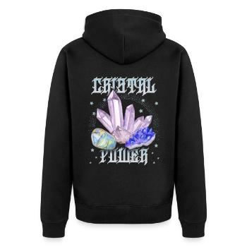 Crystal Crystal-Power Healing Esoteric Crystals - Unisex Premium Organic Zip Hoodie - black - Back - Nico (187cm)
