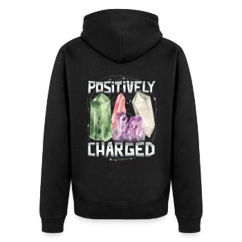 Crystal, positive-charged, healing esotericism - Unisex Premium Organic Zip Hoodie - black - Back - Nico (187cm)