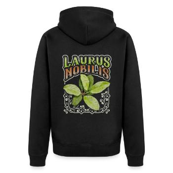 Bay leaf, bay leaf, Laurus-Nobilis - Unisex Premium Organic Zip Hoodie - black - Back - Nico (187cm)