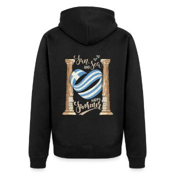 Sonne und Meer Griechenland Urlaub antike Ruinen - Unisex Premium Bio Zip Hoodie - Schwarz - Hinten - Nico (187cm)