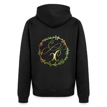 Monogram, letter X, calligraphy ornament - Unisex Premium Organic Zip Hoodie - black - Back - Nico (187cm)