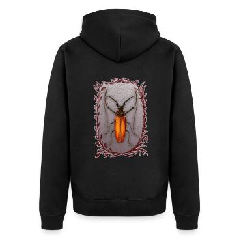 Bugs-Beetles, Maikäfer, Enoplocerus Armillatus - Unisex Premium Bio Zip Hoodie - Schwarz - Hinten - Nico (187cm)