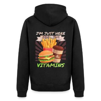 Junk-Food, Fast Food, Hamburger lustiger Spruch - Unisex Premium Bio Zip Hoodie - Schwarz - Hinten - Nico (187cm)