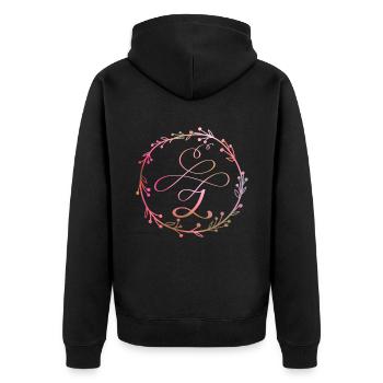 Monogramm, Buchstabe Z, Kalligrafie Ornament - Unisex Premium Bio Zip Hoodie - Schwarz - Hinten - Nico (187cm)