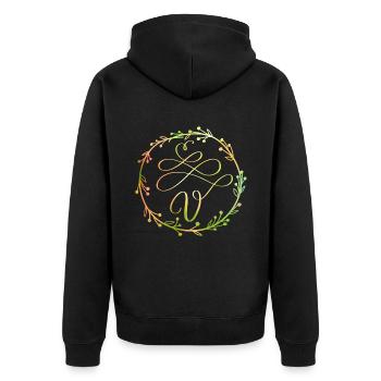 Monogram, letter V, calligraphy ornament - Unisex Premium Organic Zip Hoodie - black - Back - Nico (187cm)