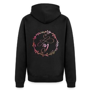 Monogramme, lettre Y, ornement de calligraphie - Veste à capuche bio Premium Unisexe - noir - Dos - Nico (187cm)