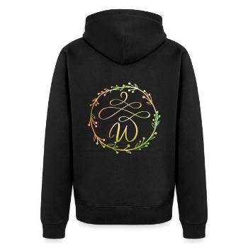 Monogram, letter W, calligraphy ornament - Unisex Premium Organic Zip Hoodie - black - Back - Nico (187cm)