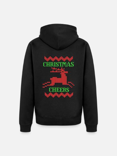 Weihnachten Rentier Strickmuster gestricktes Motiv - Unisex Premium Bio Zip Hoodie - Schwarz