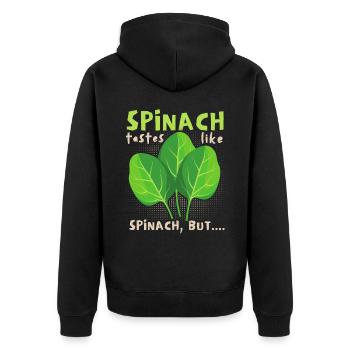 Funny spinach saying, spinach comic - Unisex Premium Organic Zip Hoodie - black - Back - Nico (187cm)