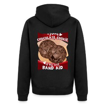 Chocolat, biscuits aux pépites de chocolat drôle de dicton - Veste à capuche bio Premium Unisexe - noir - Dos - Nico (187cm)
