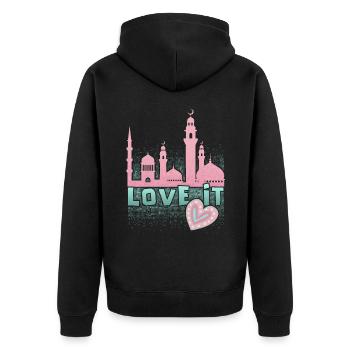 Islamic faith, mosque slogan, Ramadan - Unisex Premium Organic Zip Hoodie - black - Back - Nico (187cm)