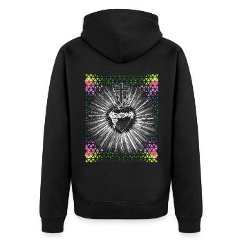 Christian, Jesus Christ, Bleeding Heart - Unisex Premium Organic Zip Hoodie - black - Back - Nico (187cm)