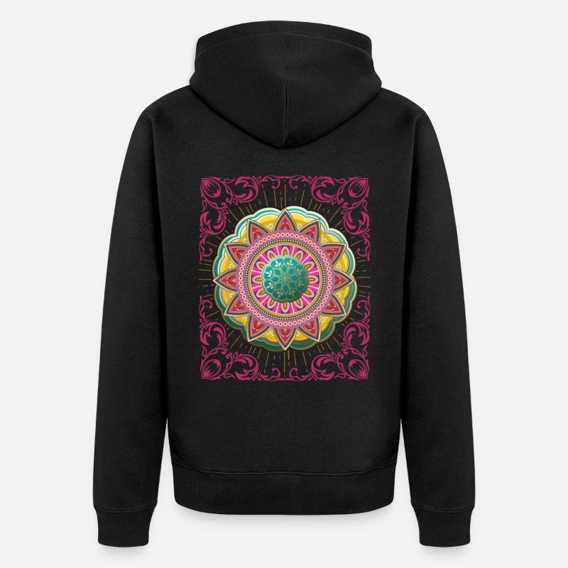 Arabesque, Mandala-Design, 3d-Mandala - Unisex Premium Bio Zip Hoodie - Schwarz